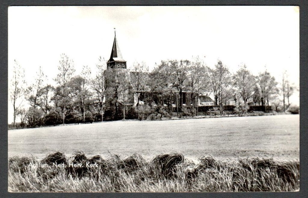 Oude Ansicht - Achlum - Ned. Herv. Kerk - Frl., Ophalen of Verzenden, 1940 tot 1960, Ongelopen, Friesland