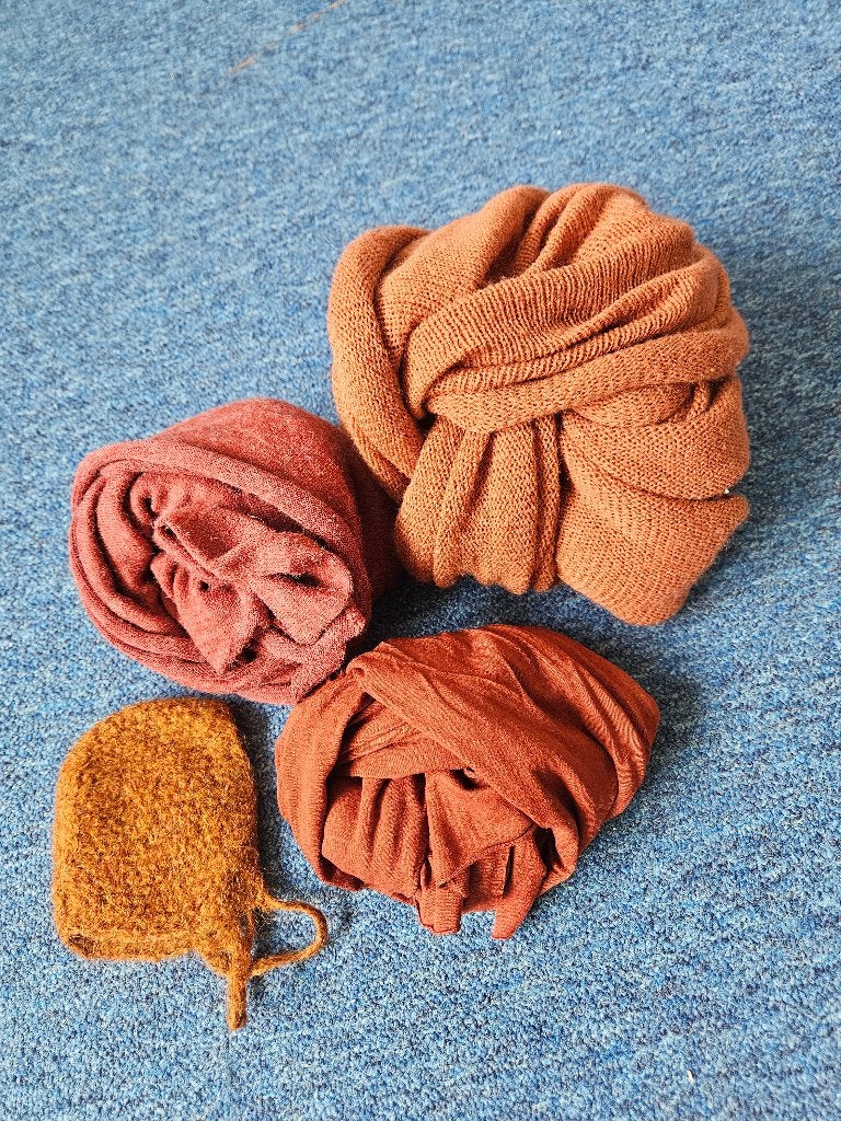 Set wraps bonnet roest newborn fotoshoot props, Ophalen of Verzenden, Zo goed als nieuw, Overige typen