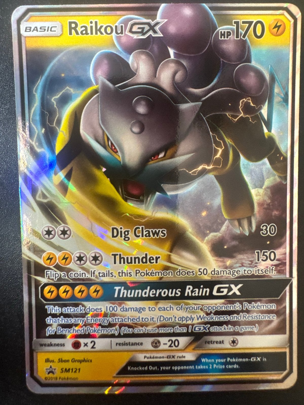 Raikou GX SM121 Full Art Promo Pokémon Kaart, Ophalen of Verzenden, Zo goed als nieuw, Losse kaart, Foil