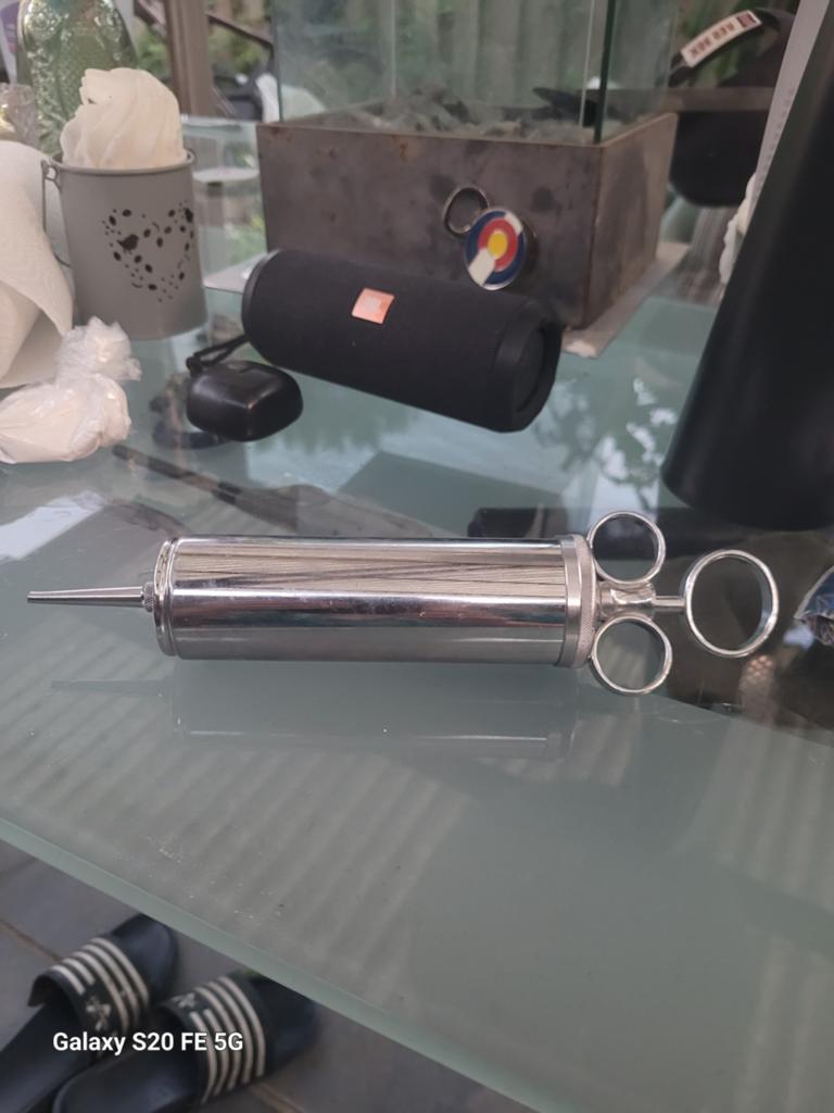 Vleesinjector RVS - Marinade Injector, Overige typen, Zilver, Ophalen of Verzenden, Zo goed als nieuw