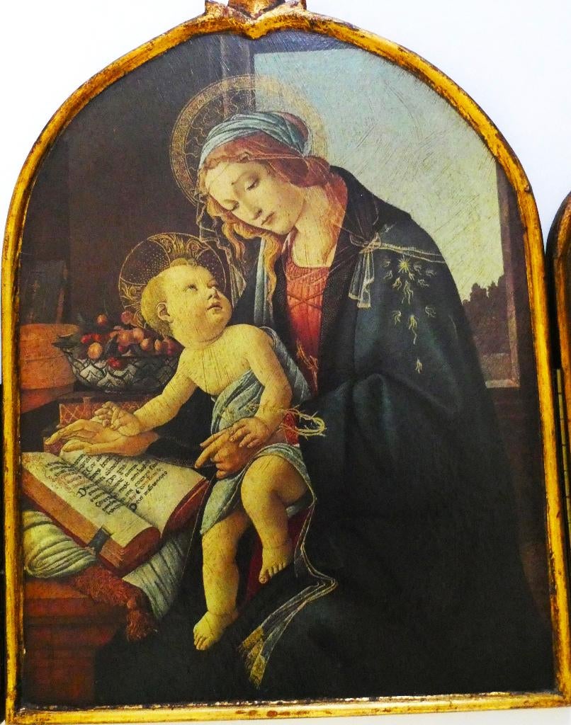 Drieluik Icoon Madonna met Boek 2 Aartsengelen Botticelli, Antiek en Kunst, Ophalen of Verzenden