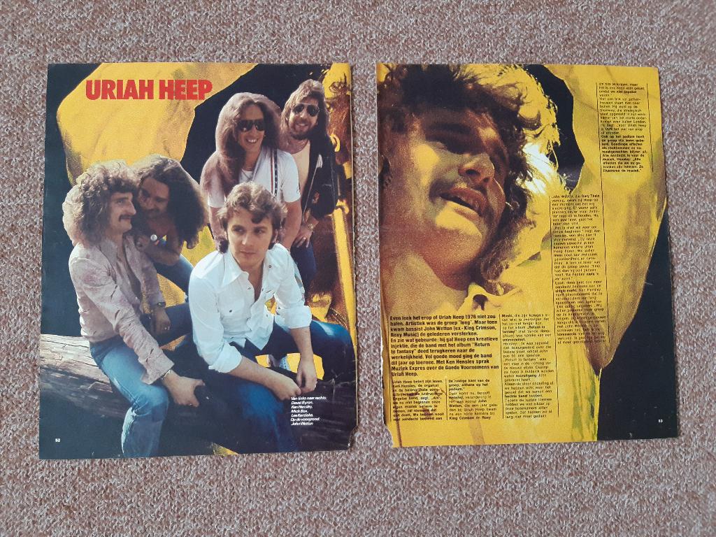 Knipsels Cuttings Uriah Heep Muziek Expres Maart 1976, Ophalen of Verzenden, 1960 tot 1980, Nederland, Knipsel(s)
