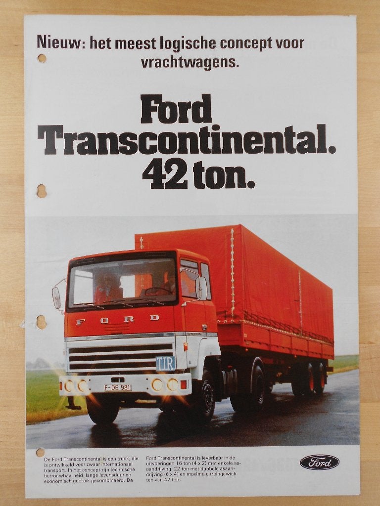Ford Transcontinental Brochure 1975, Gelezen, Ford, Ophalen of Verzenden, Ford