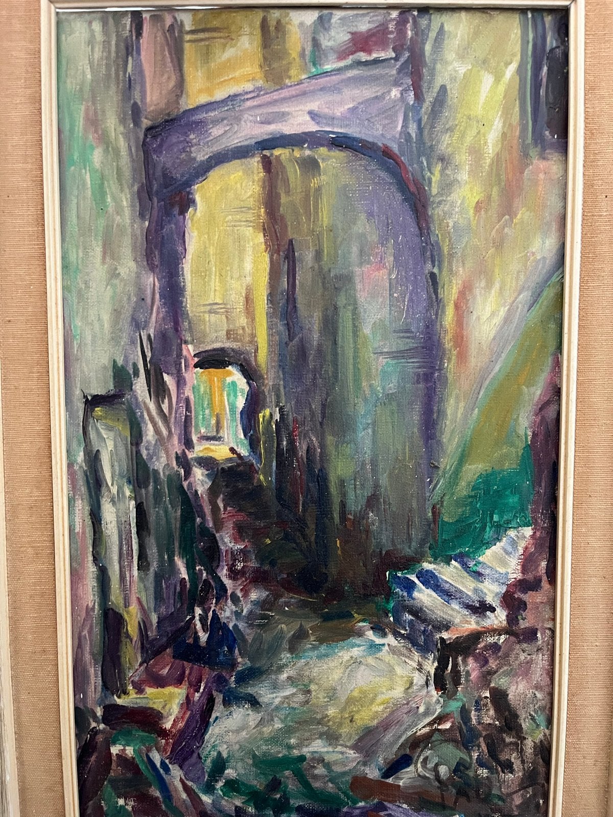 Abstract Schilderij: Steeg met Boog, Ophalen
