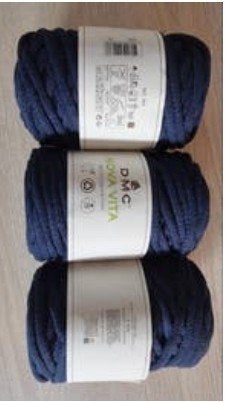 3 bollen donkerblauw DMC Nova Vita gerecycled katoen garen, Ophalen of Verzenden, Nieuw, Breien of Haken, Wol of Garen
