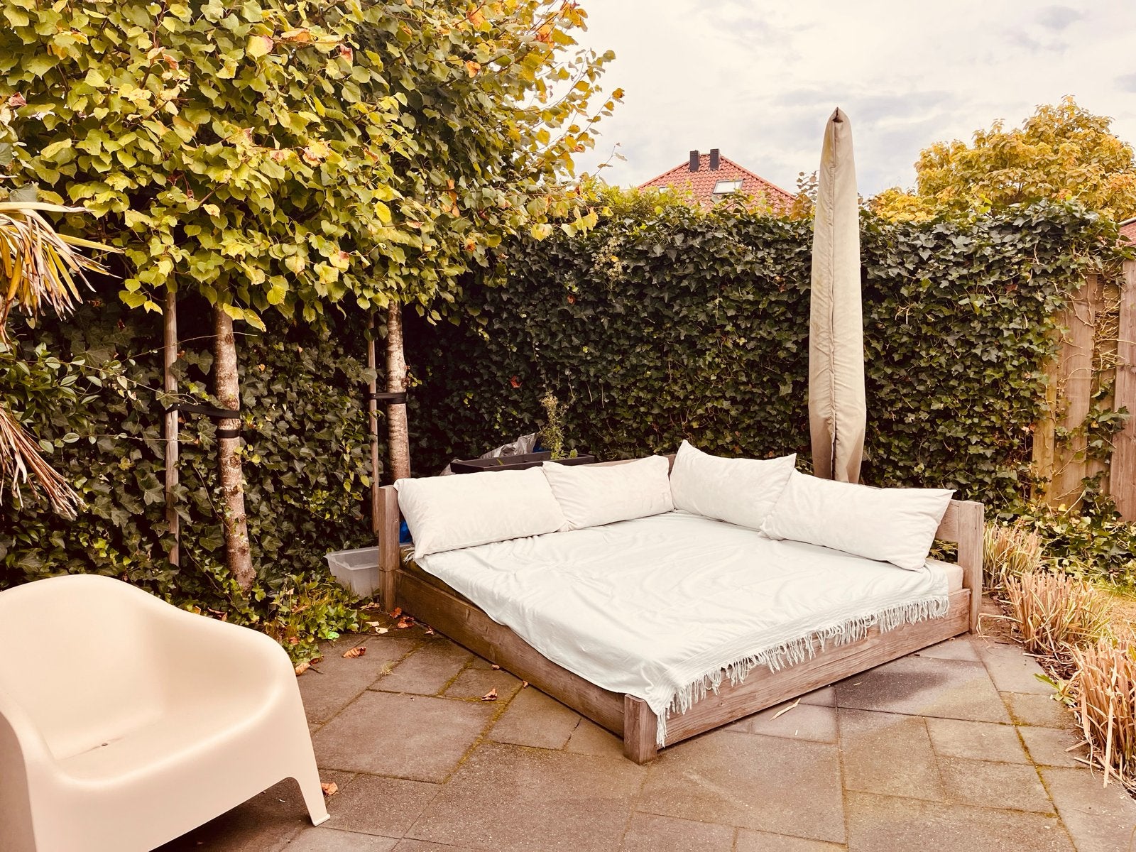 Loungebed 200x200cm-geïmpregneerd Douglas hout ligbed tuin, Ophalen, Gebruikt, Hout