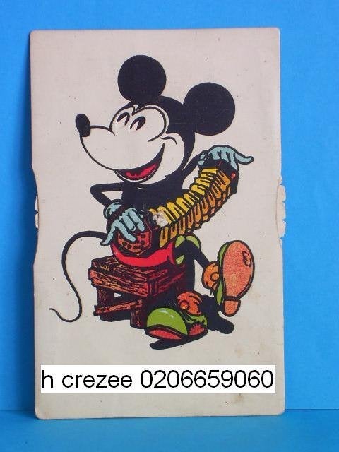 zoek disney mickey mouse beweegbare kaart oud 1930 1931 1932, Ophalen of Verzenden, 1920 tot 1940, Overige thema's