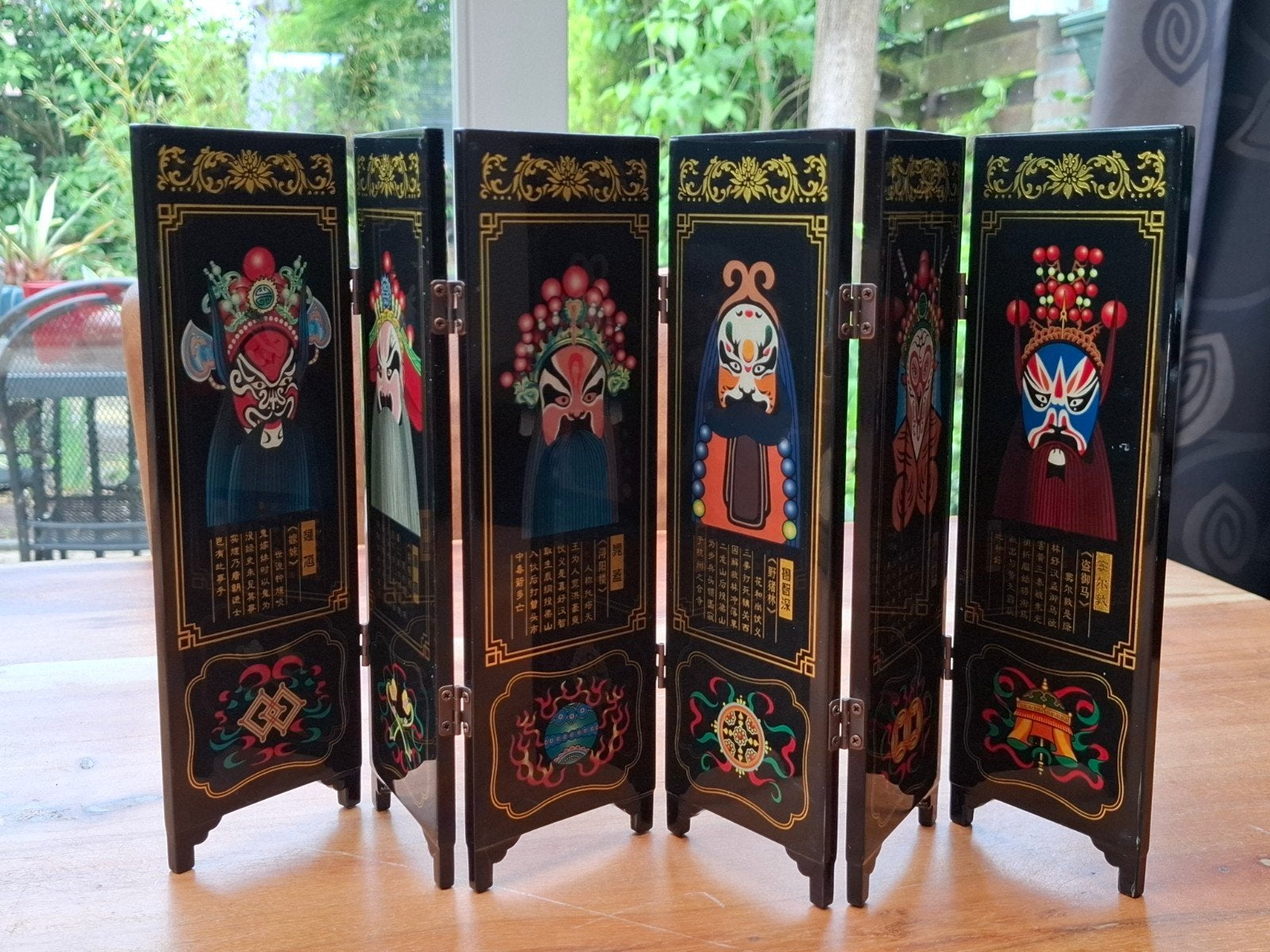 Mini Chinees kamerscherm met opera maskers, Ophalen of Verzenden