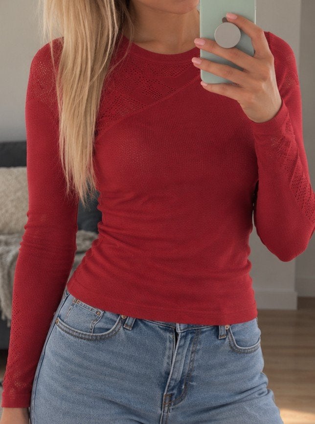 Guess rood shirt met lange mouwen en opengewerkt detail, Guess, Ophalen of Verzenden, Zo goed als nieuw, Lange mouw