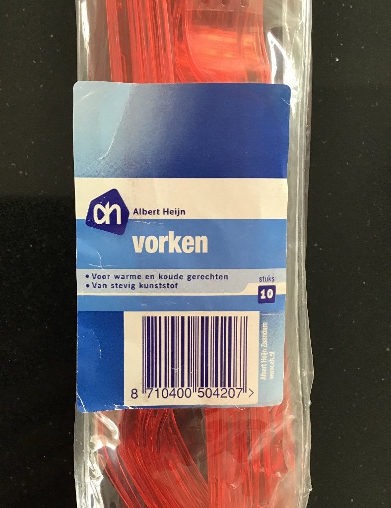 10 rode kunststof vorken. Merk Albert Heijn. Nieuw., Kunststof, Dessertvork, Verzenden, Los bestek