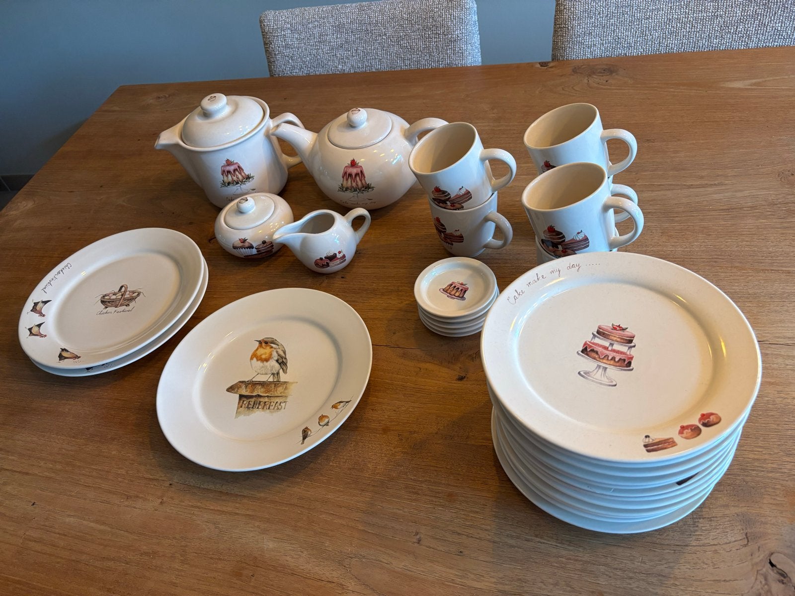 Jet by Ter Steege servies: theepot, suikerpot, melkkan, kopj, Ophalen, Keramiek, Landelijk/Boerenbont, Zo goed als nieuw