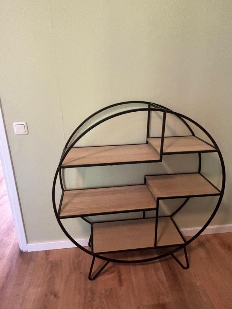 Ronde boekenkast met metalen frame, Met plank(en), 100 tot 150 cm, Zo goed als nieuw, 25 tot 50 cm