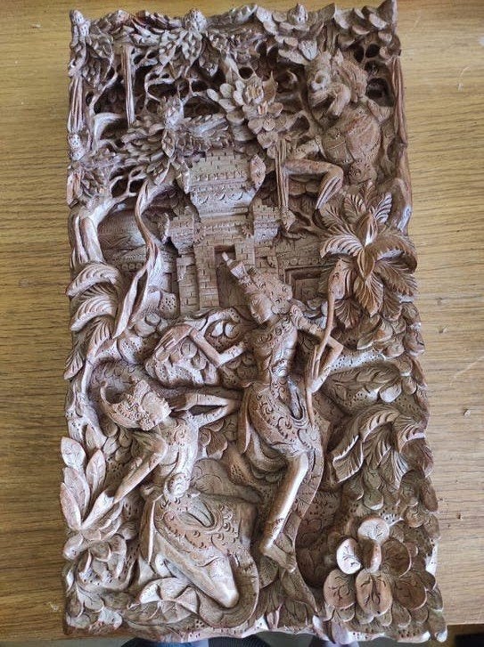 Balinees Houtsnijwerk - 47x26.5cm, Houtsnijwerk, Ophalen of Verzenden, Handgemaakt, 20 - 50 cm
