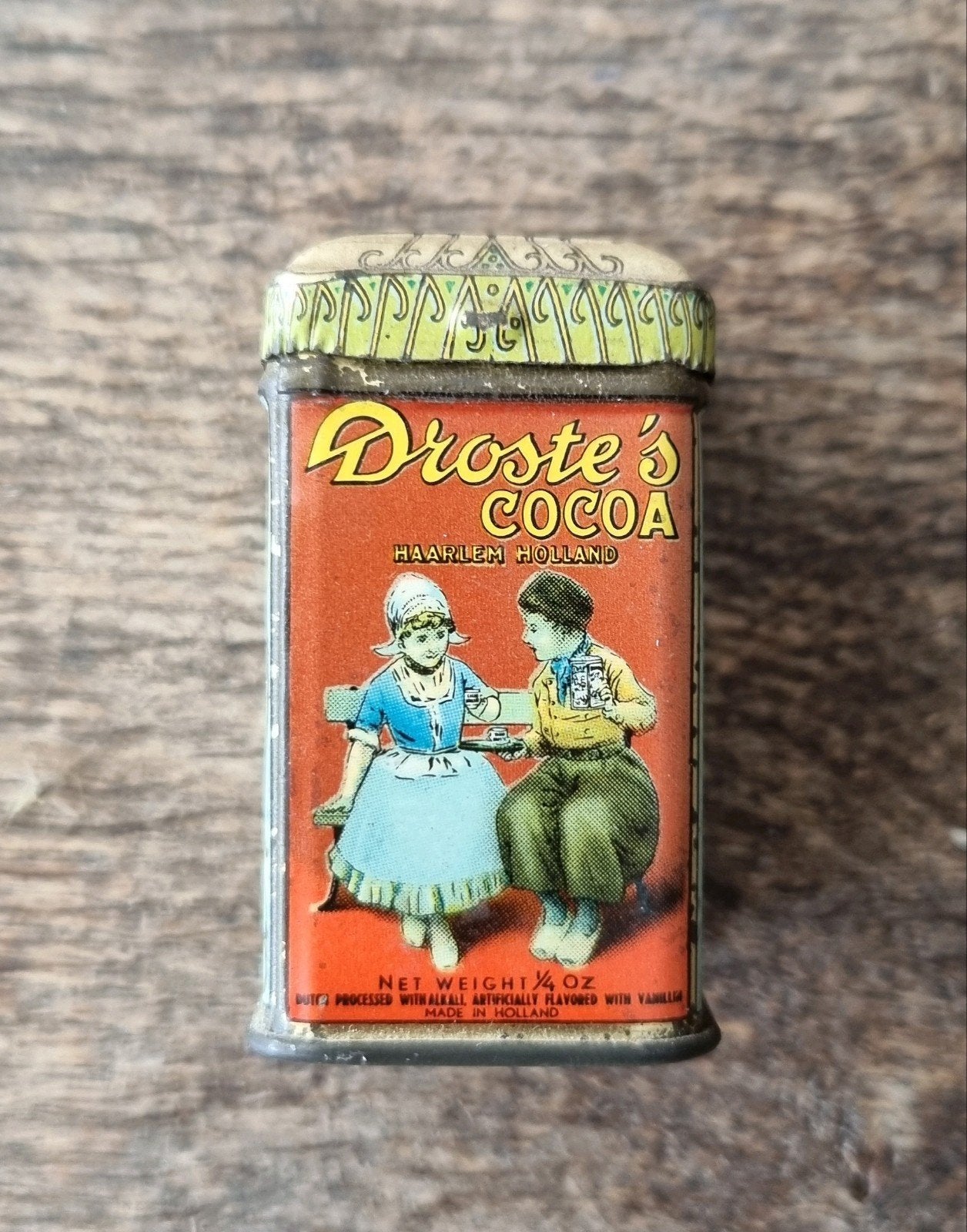 Droste monsterblikje voor Amerikaanse markt, Verzamelen, Blikken, Ophalen of Verzenden, Gebruikt, Overige, Droste