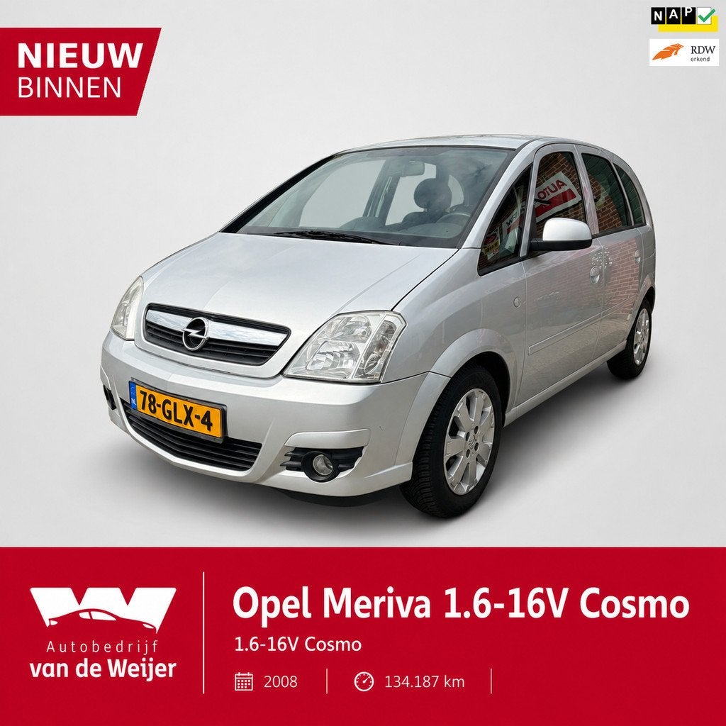 Opel Meriva 1.6-16V Cosmo Airco, Auto's, Opel, Voorwielaandrijving, Gebruikt, Zwart, 4 cilinders