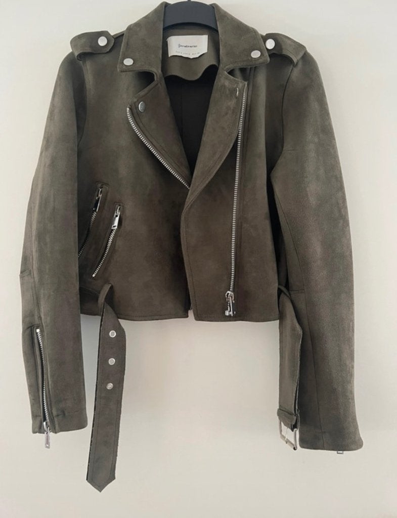 Suede jas stradivarius, Ophalen of Verzenden, Zo goed als nieuw, Maat 36 (S), Stradivarius