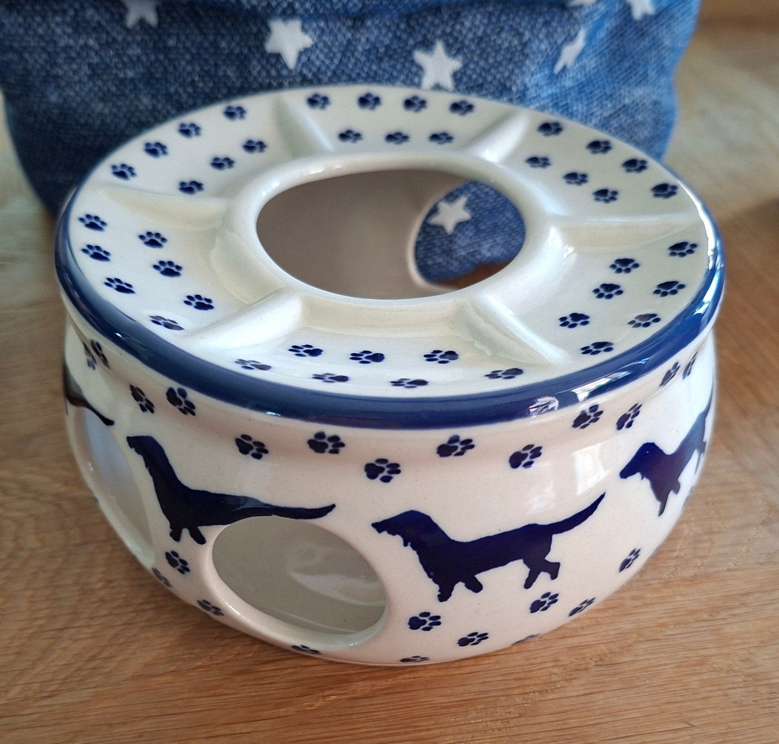 Bunzlau klein theelicht - 13 cm - teckels, ., Overige typen, Ophalen of Verzenden, Zo goed als nieuw