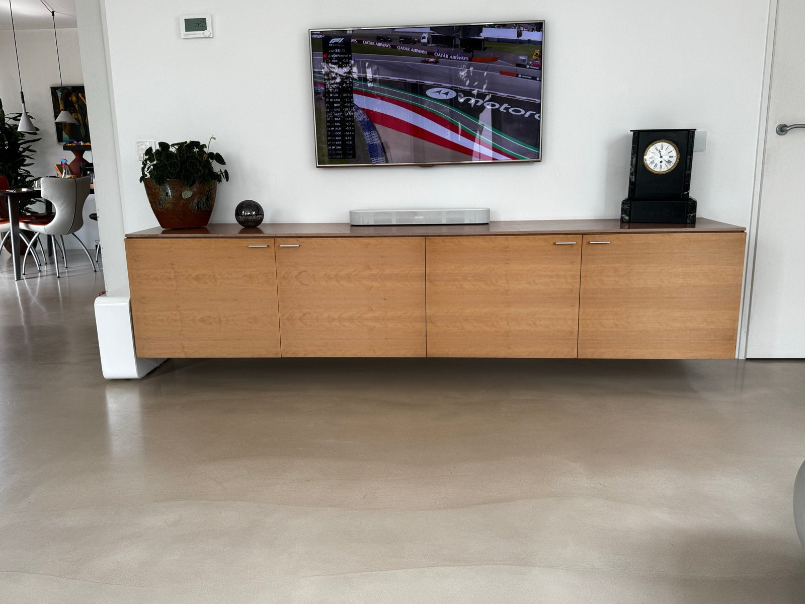Zwevend TV-meubel/dressoir van hout, Ophalen, Zo goed als nieuw, 200 cm of meer, Minder dan 100 cm