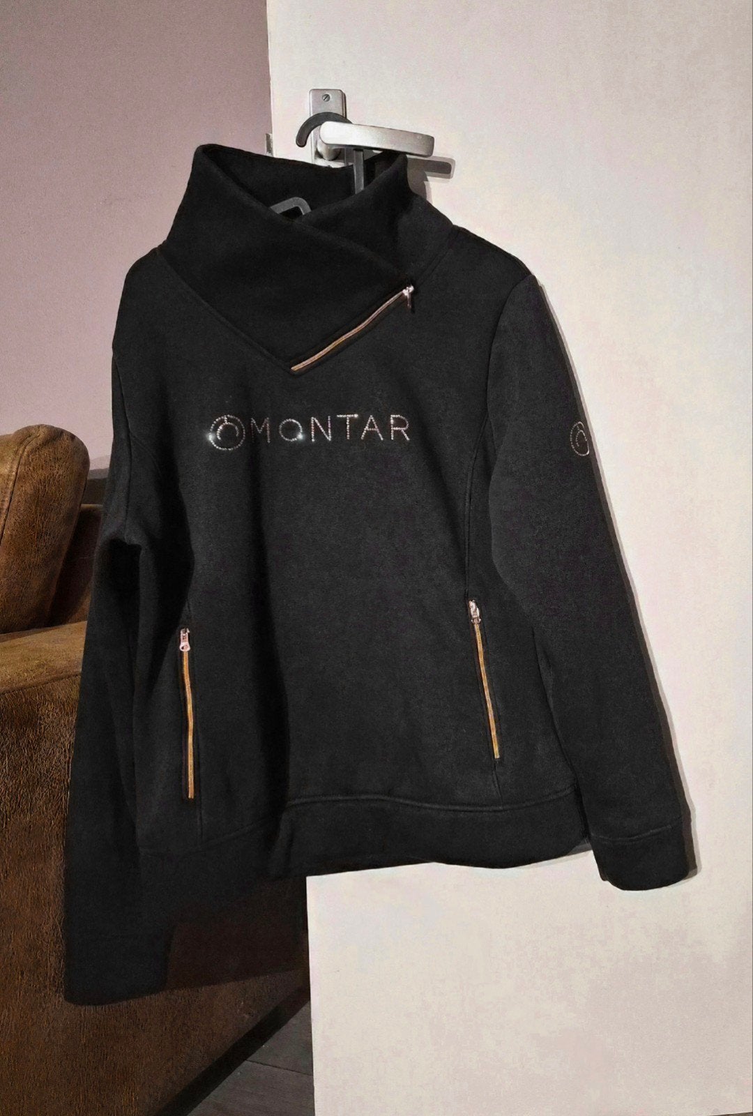 ALS NIEUW Zwarte met Rose Gold Montar paardrij fleecetrui L, L, Ophalen of Verzenden, Zo goed als nieuw, Zwart