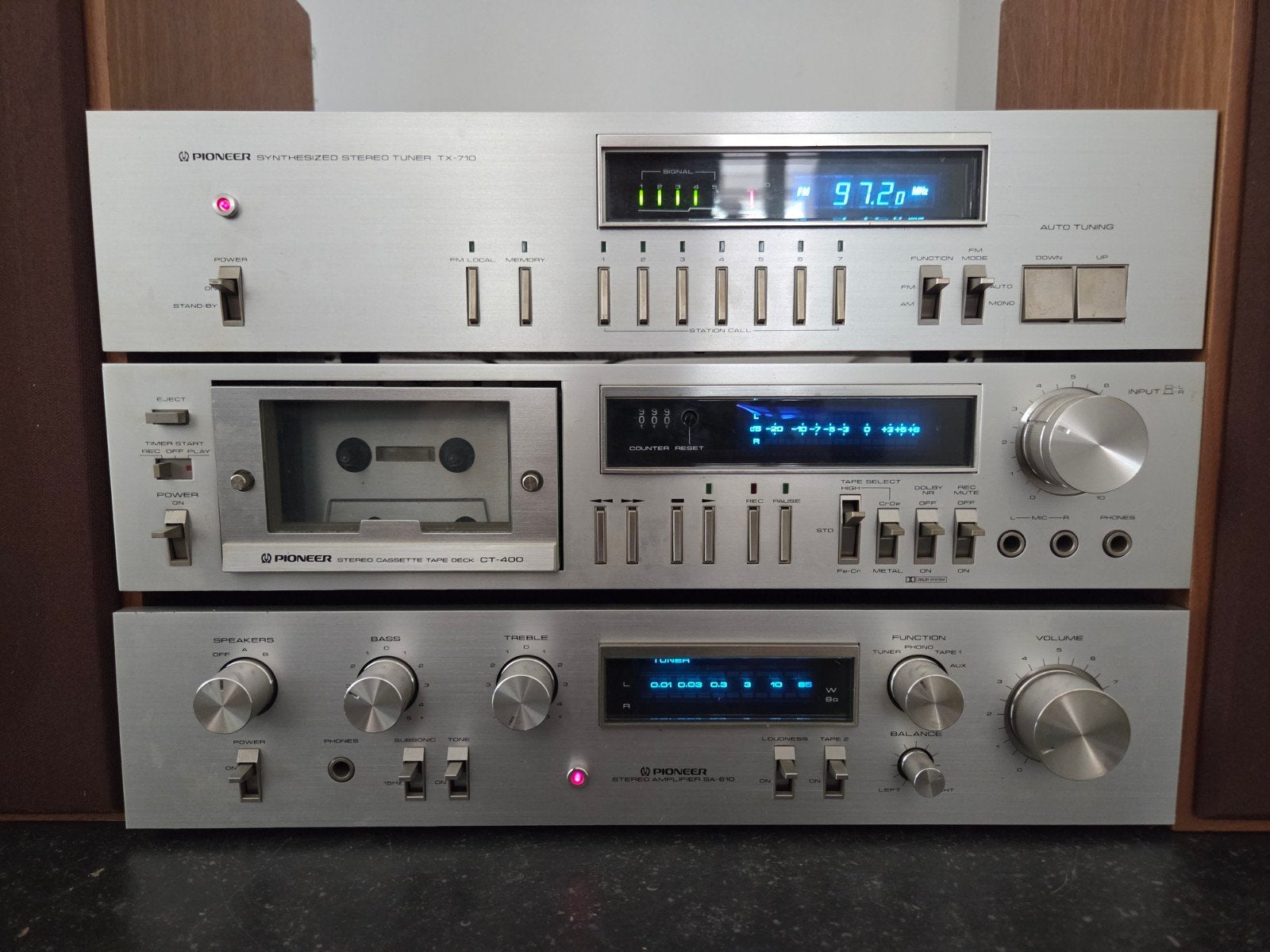 Zeldzame Vintage Pioneer "Blue Line" Hi-Fi Set