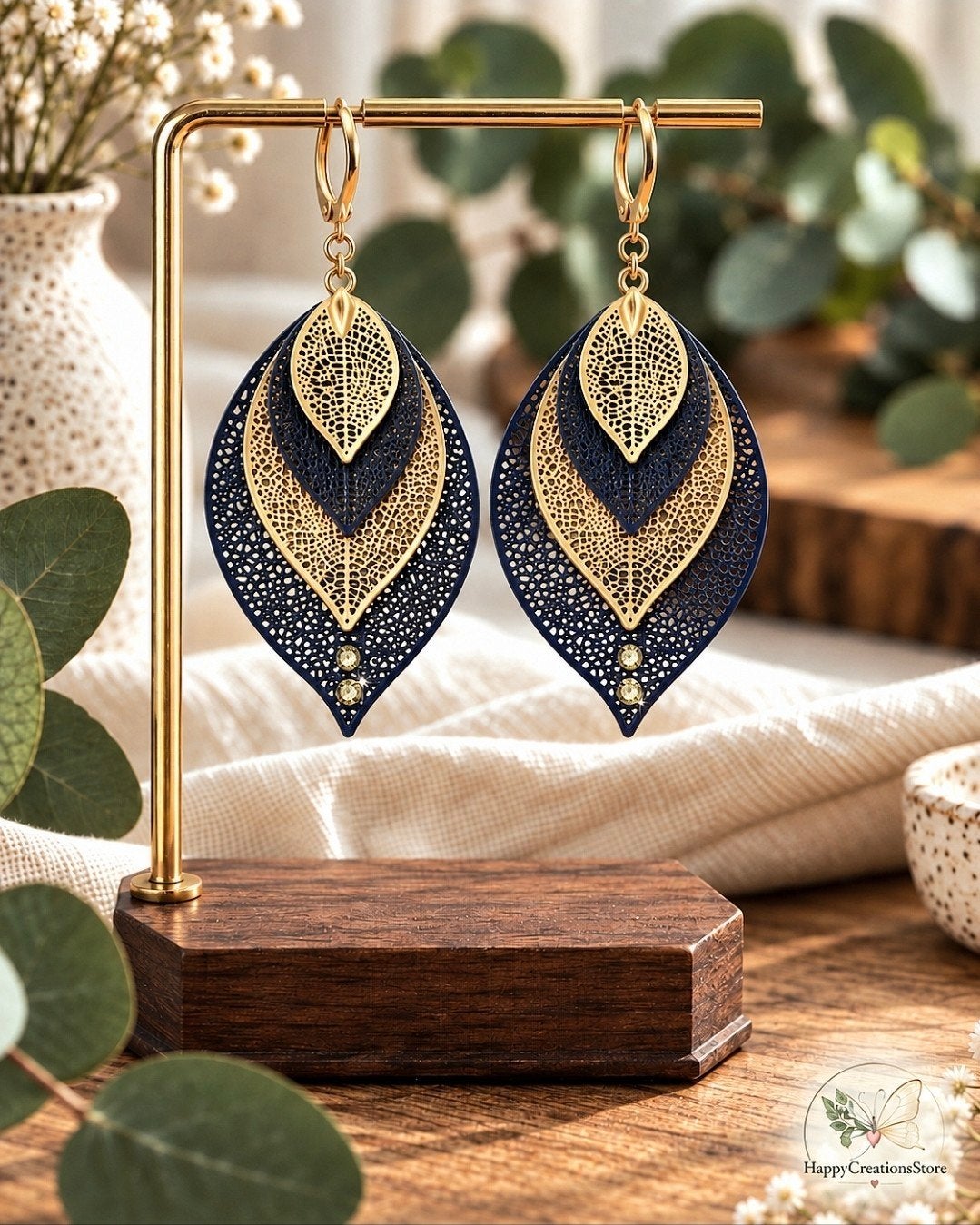 𝗕𝗼𝗵𝗼 𝗟𝗲𝗮𝘃𝗲𝘀 𝗘𝗮𝗿𝗿𝗶𝗻𝗴𝘀 – Swarovski Crystal E, Overige materialen, Hangers, Met strass, Nieuw