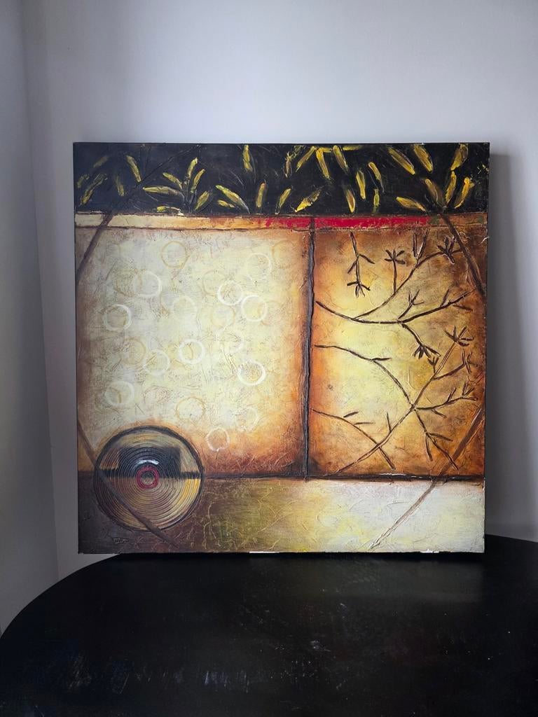 Cobra Art schilderij 100 x 100 cm, Antiek en Kunst, Kunst | Schilderijen | Abstract, Ophalen of Verzenden