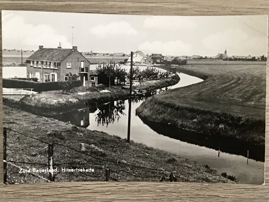 Zuid-Beijerland, Hitsertsekade - Oude Ansichtkaart 1969, Ophalen of Verzenden, 1960 tot 1980, Gelopen, Zuid-Holland