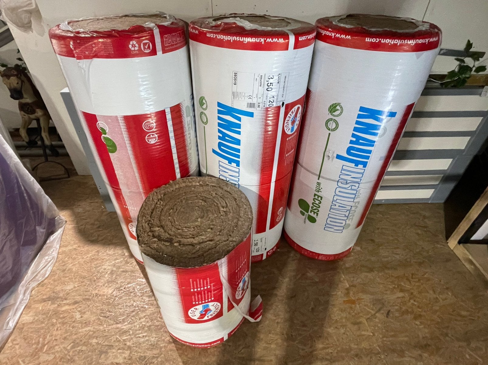 7 rollen Knauf Twinfit 034 isolatie 120 mm – 21 m², Ophalen, 12 cm of meer, Zo goed als nieuw, 15 m² of meer