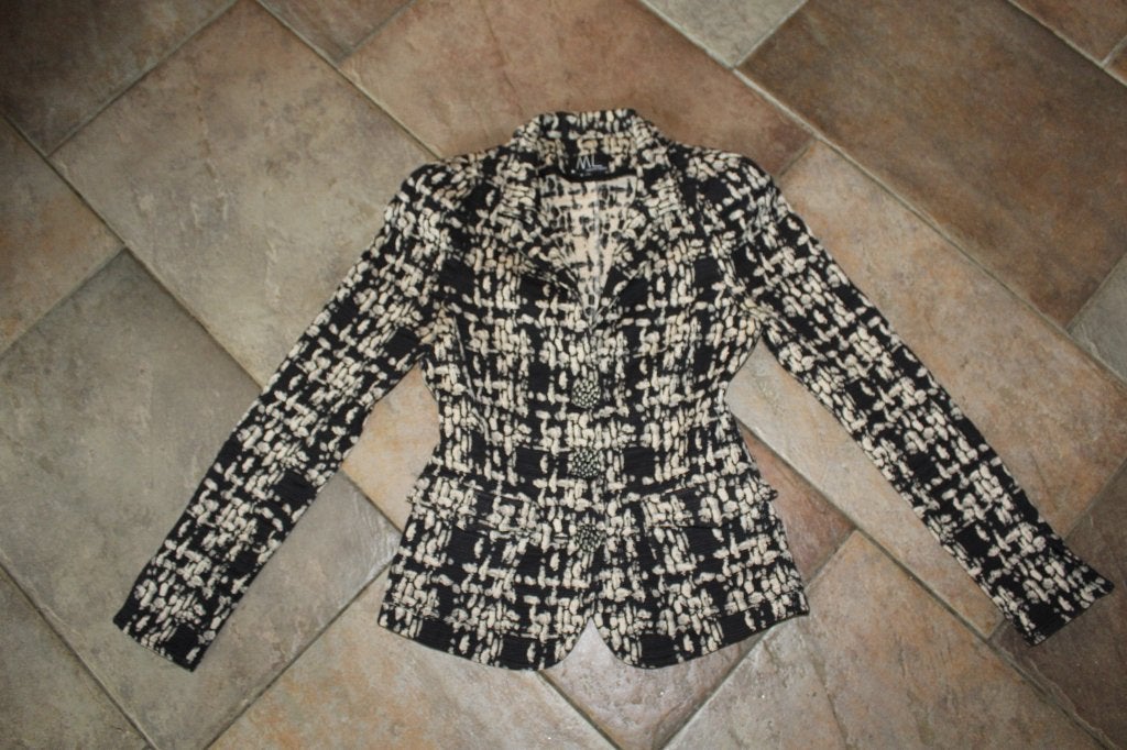 ML Collections prachtig zwart/beige chique jasje mt 36, Meerkleurig, ., Ophalen of Verzenden, Zo goed als nieuw