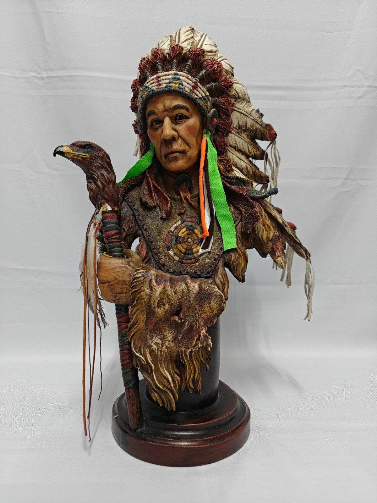 Indiaan op stolp. Opperhoofd met tooi, Chief, Ophalen of Verzenden, Nieuw, Mens