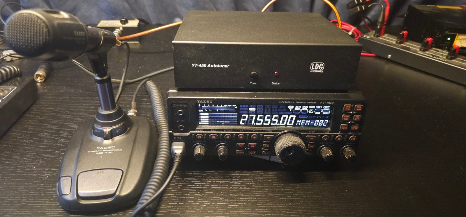 Yaesu FT-450 Transceiver met Autotuner en MD-100 Microfoon, Ophalen of Verzenden, Gebruikt, Zender en Ontvanger