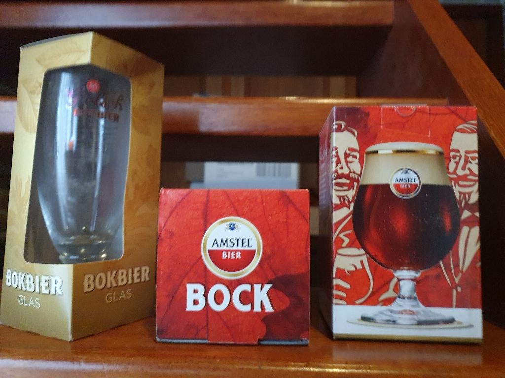 bierglazen Amstel en Grolsch in de orignele doosjes. Per st., Verzamelen, Ophalen of Verzenden, Nieuw, Glas of Glazen, Overige merken