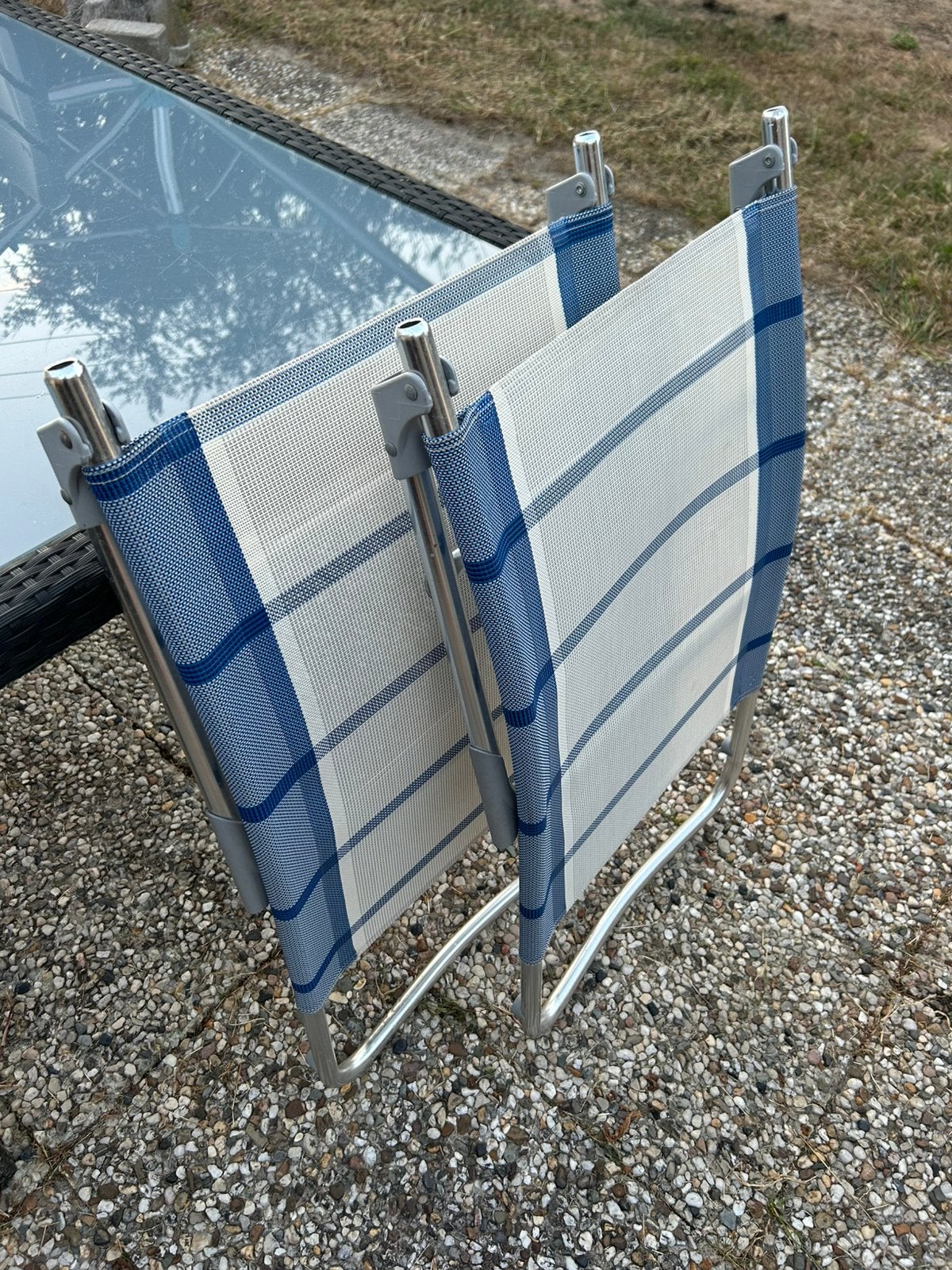 2x Dukdalf voetenbankjes, Ophalen, Zo goed als nieuw, Campingmeubel-accessoire