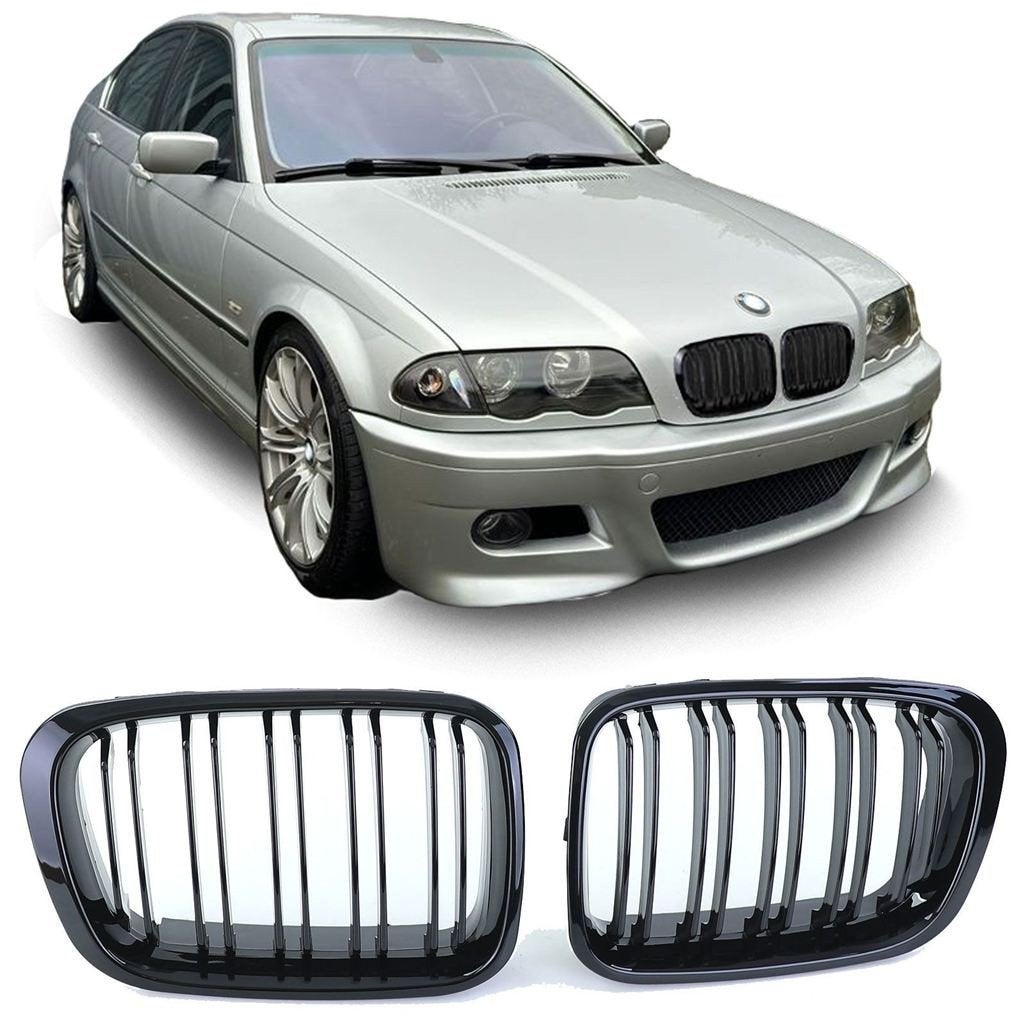 Sport Grill Nieren Voor Bmw 3 Serie E46 Glans Zwart Dubbele, Verzenden, Automotive Parts, A.parts@hotmail.nl, Trasmolenlaan 12 3447 GZ Woerden