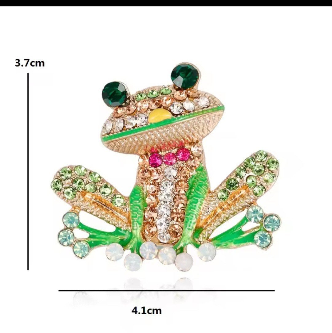 Kikker Broche met Kristallen - Gratis Verzending, Ophalen of Verzenden