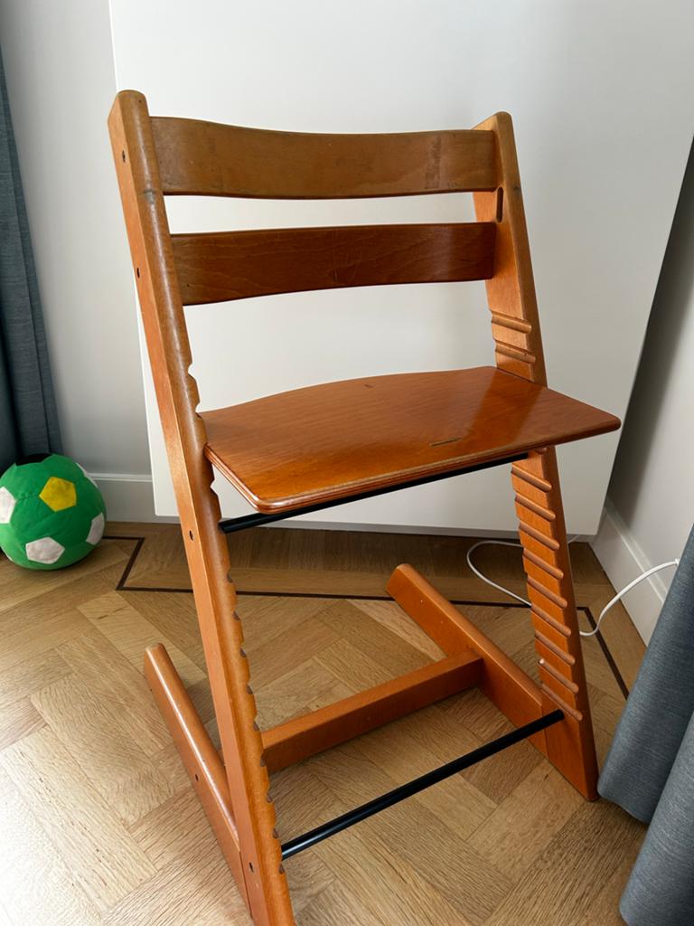 Stokke Tripp Trapp - Houten kinderstoel, Ophalen of Verzenden, Gebruikt, Meegroeistoel, Aanschuifbaar