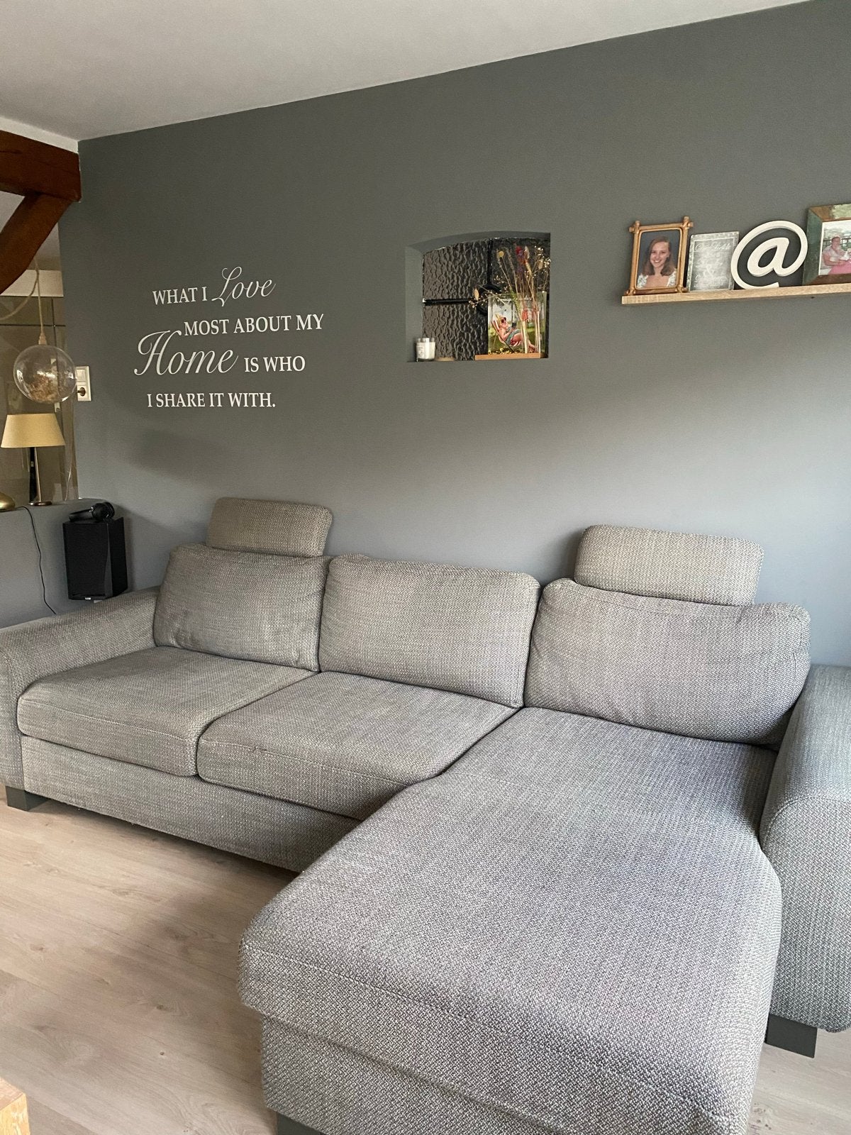Grijze stoffen loungebank met 2 hoofdsteunen, Ophalen, 250 tot 300 cm, Gebruikt, 75 tot 100 cm