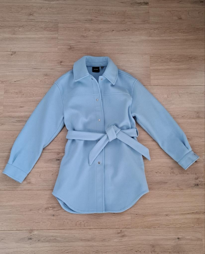 Vero Moda Mantel XS - Lichtblauwe Shacket met Ceintuur, Blauw, Vero Moda, Ophalen of Verzenden, Zo goed als nieuw