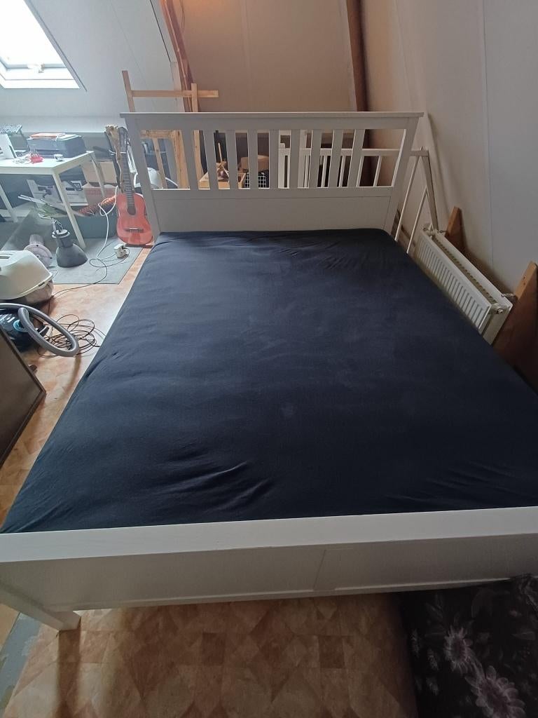 Tweepersoons bed IKEA Hemnes, Huis en Inrichting, Ophalen, Gebruikt, Wit, Tweepersoons