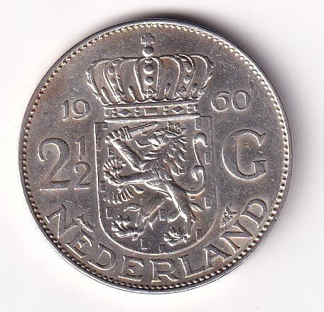 2 1/2 Gulden 1960 Zeer fraai mooi met Patina, Koningin Juliana, Verzenden, Zilver, Losse munt