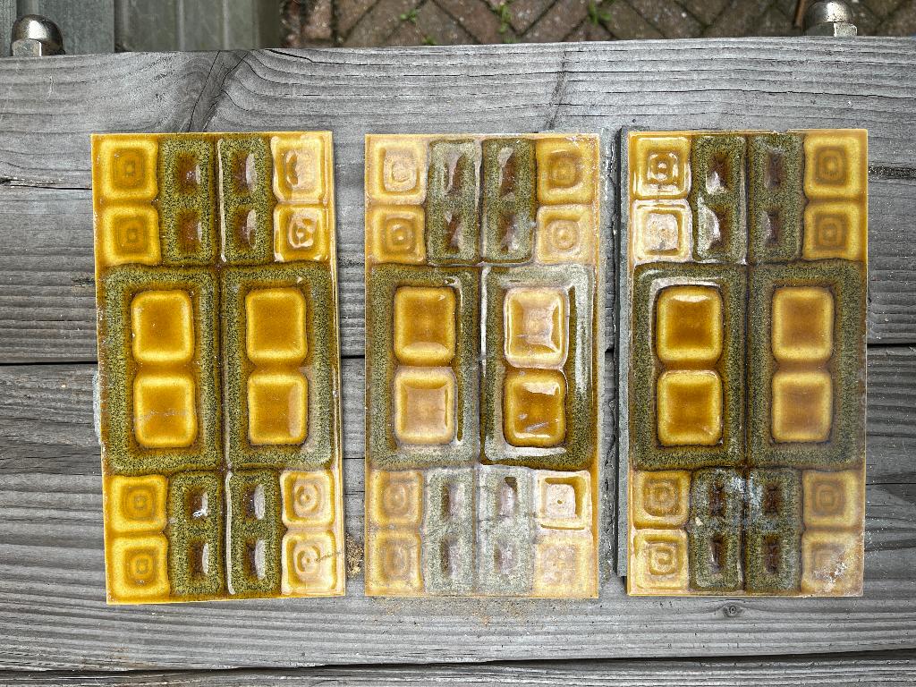 Tegels, groen/geel jaren 70, Ophalen, Gebruikt, Minder dan 20 cm, 20 tot 40 cm