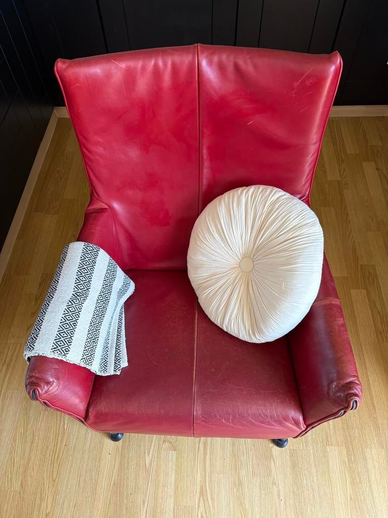 Montis Charly fauteuil - Rood leer, Huis en Inrichting, Ophalen, Gebruikt, Leer, Eén