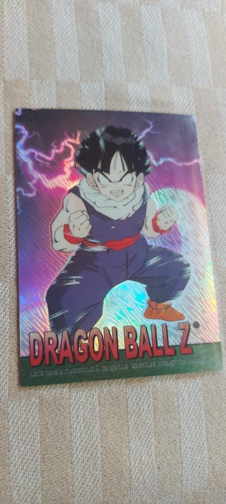 dragonball z kaart reverseholo Gohan powerup blauw pak, Ophalen of Verzenden, Zo goed als nieuw, Losse kaart