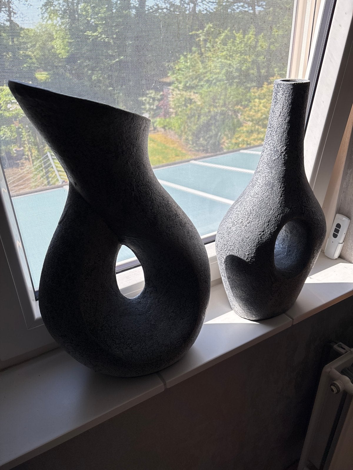 Set van 2 Antraciet Vazen - Modern Design, Antiek en Kunst, Ophalen