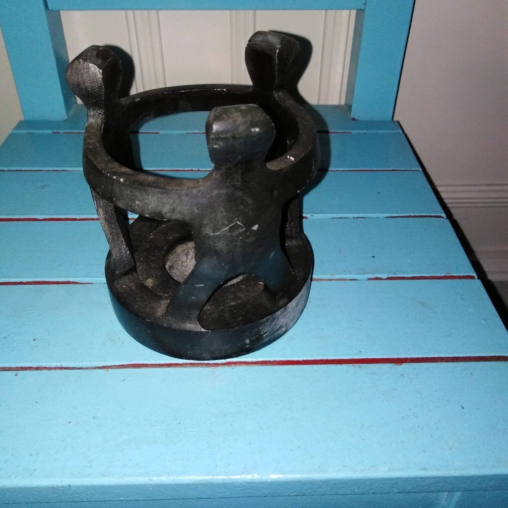 Vriendenkring kandelaar 3 personen zwart, Gebruikt, Zwart, Ophalen, 10 cm