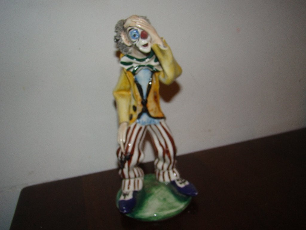 Beeld clown , pipo ,Pellanda 21 cm groot met schade keramiek, Vintage, Gebruikt, Meerkleurig, Ophalen of Verzenden
