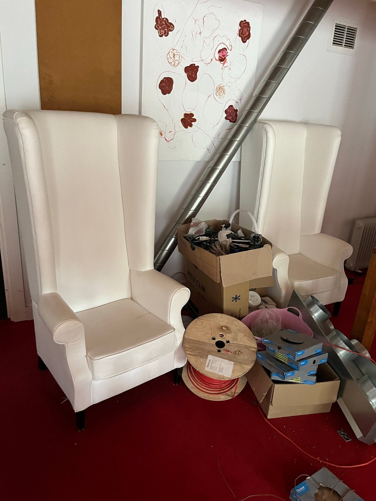 2 Koningszetels - Wit Leer - Goede Staat, Huis en Inrichting, Ophalen, Gebruikt, Minder dan 75 cm, Leer