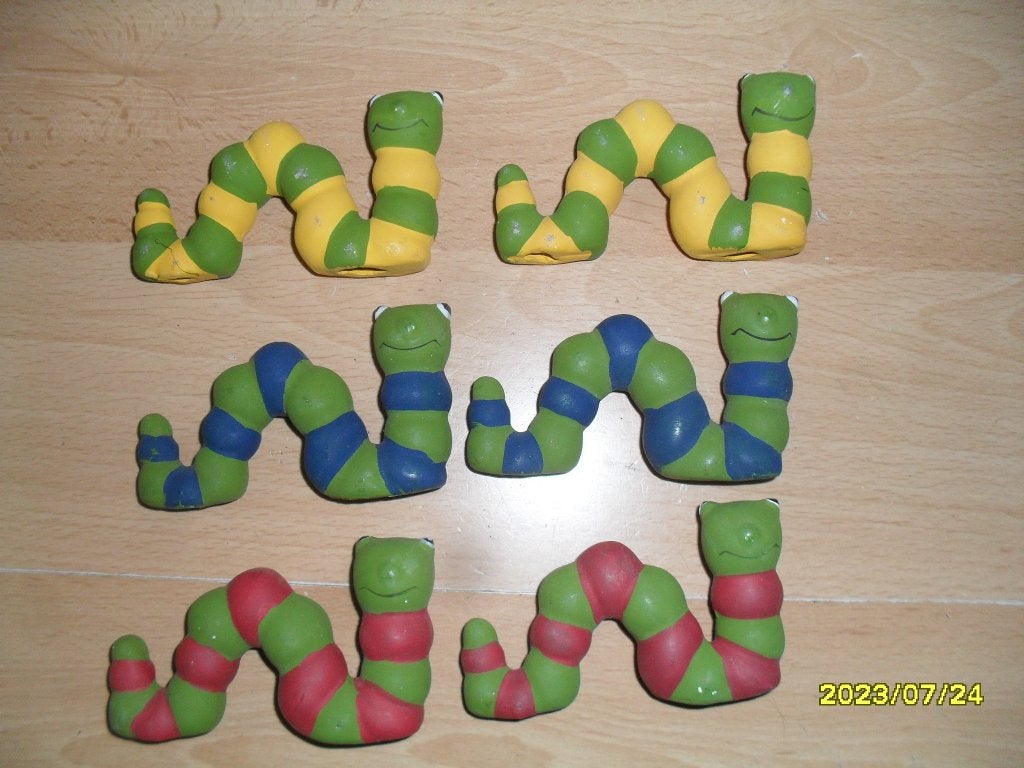 2 Sets van 3 Vrolijke Wormen NIEUW. Mag per set weg, Verzamelen, Ophalen of Verzenden, Nieuw, Dier