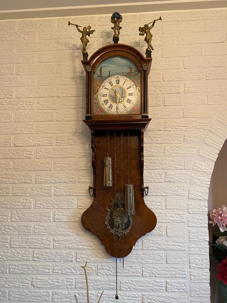 Friese staartklok met molen beschildering, Antiek en Kunst, Antiek | Klokken, Ophalen