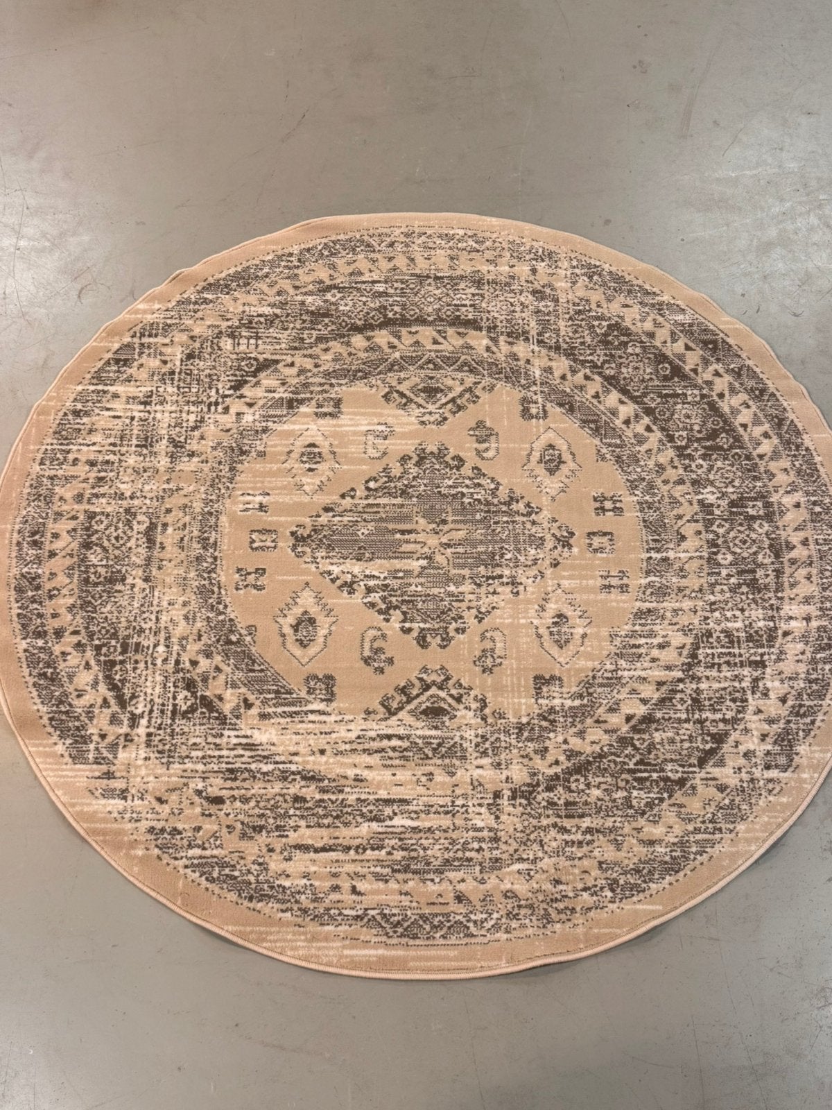 Vloerkleed vintage rond beige 190cm sample, Interieur05, Douwe Tammingaweg 34, Beige, 150 tot 200 cm